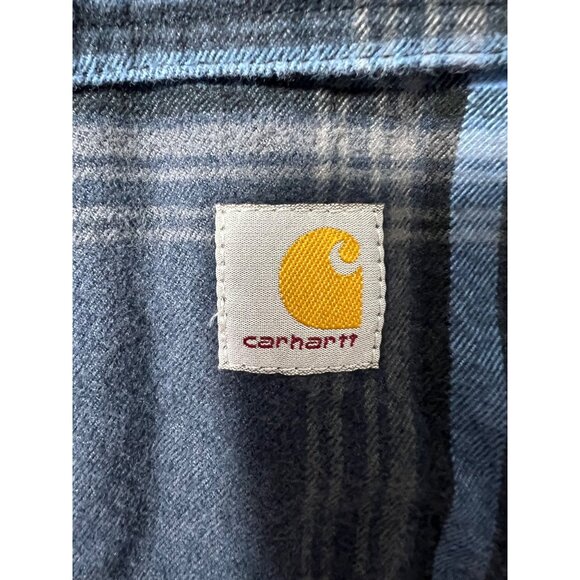 Carhartt Mens XL Blue Plaid Button-Up Shirt 100% Cotton Long Sleeve Casual Workw - Picture 4 of 10